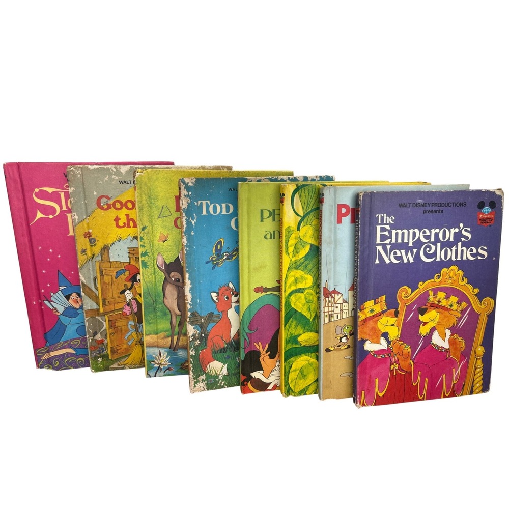 Disney Books Lot 9 Wonderful World of Reading Vintage Hardcover 1970s 80s